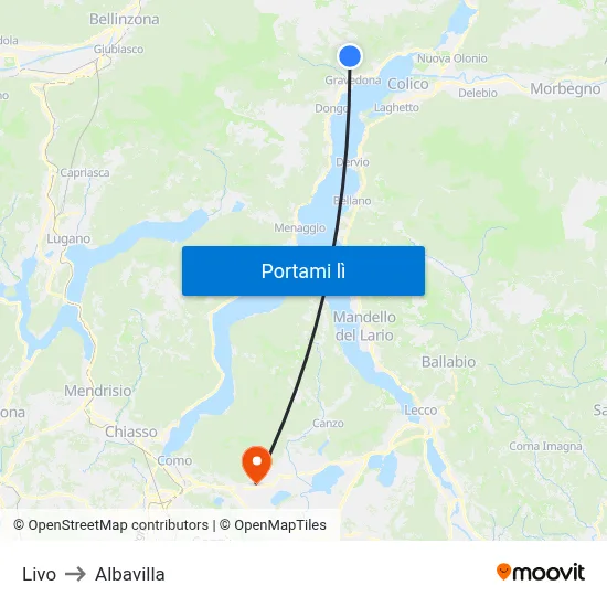 Livo to Albavilla map