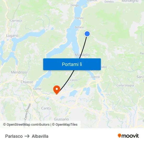 Parlasco to Albavilla map