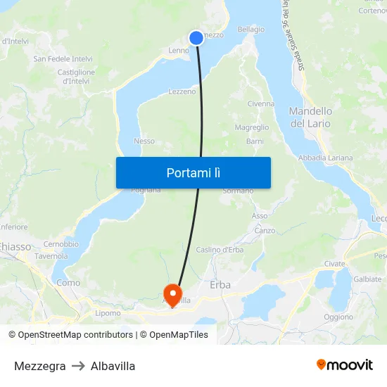 Mezzegra to Albavilla map