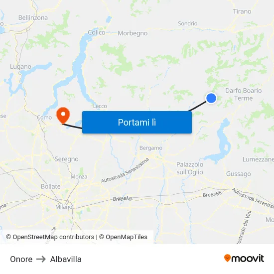 Onore to Albavilla map