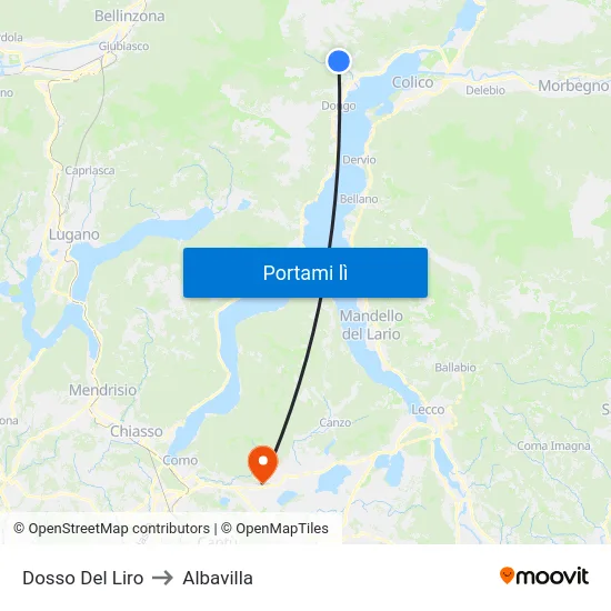 Dosso Del Liro to Albavilla map