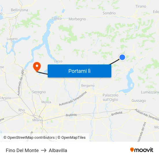 Fino Del Monte to Albavilla map