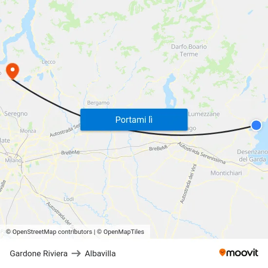 Gardone Riviera to Albavilla map