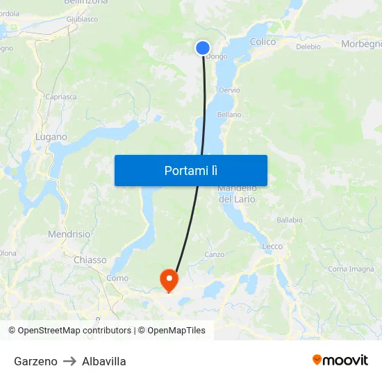 Garzeno to Albavilla map