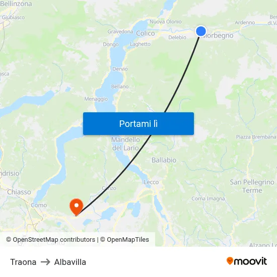 Traona to Albavilla map