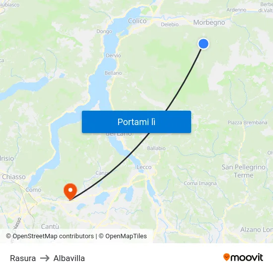 Rasura to Albavilla map