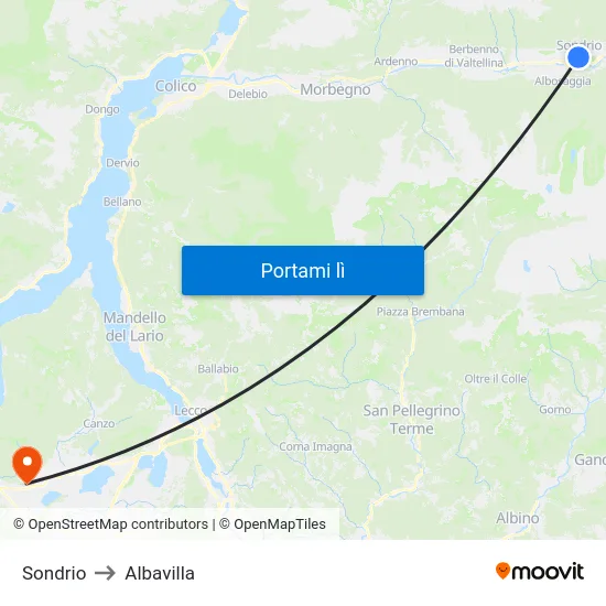 Sondrio to Albavilla map