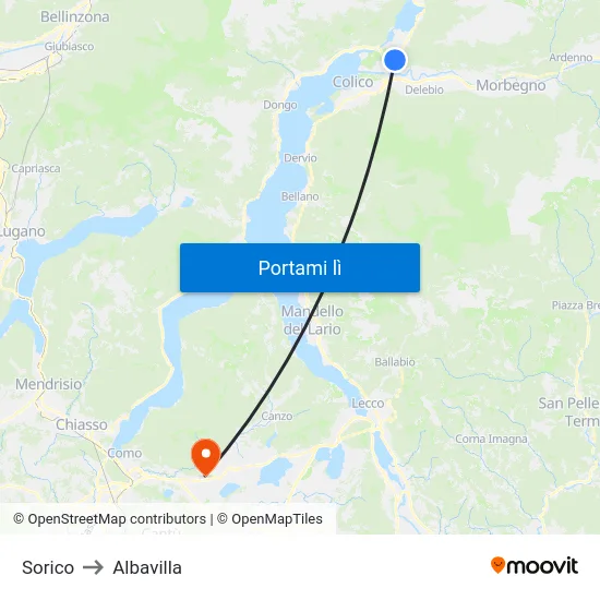 Sorico to Albavilla map