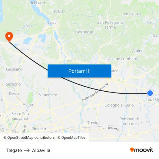 Telgate to Albavilla map