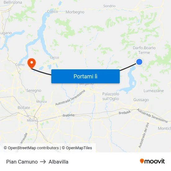 Pian Camuno to Albavilla map