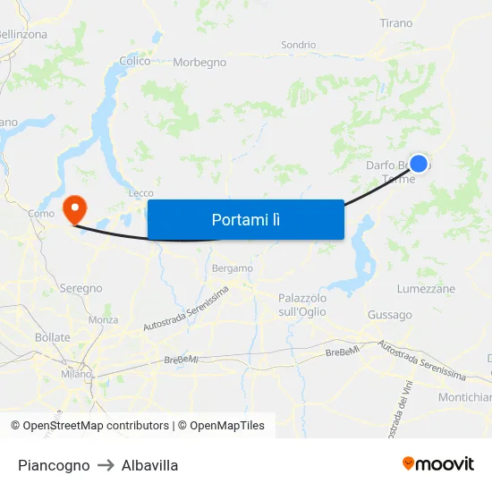 Piancogno to Albavilla map