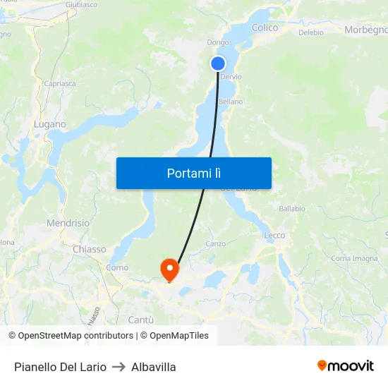Pianello Del Lario to Albavilla map