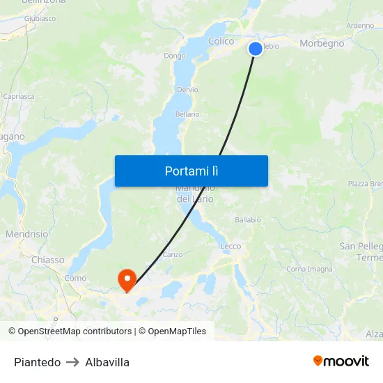 Piantedo to Albavilla map