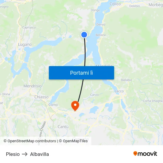 Plesio to Albavilla map