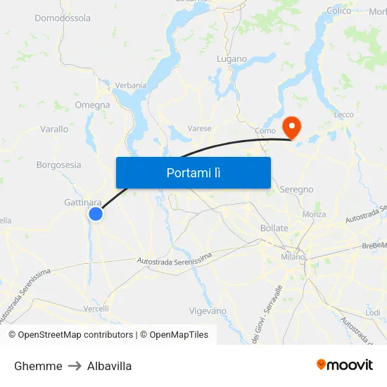 Ghemme to Albavilla map