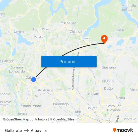 Gallarate to Albavilla map