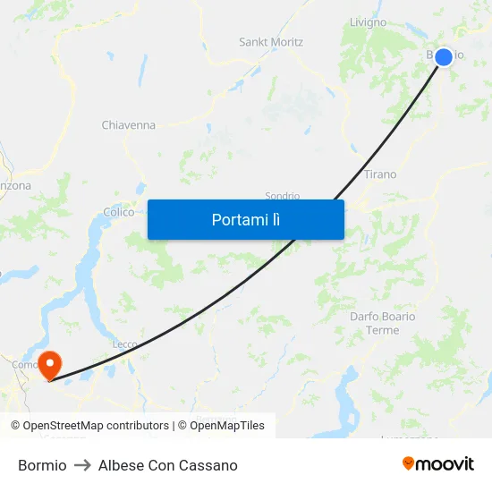Bormio to Albese Con Cassano map