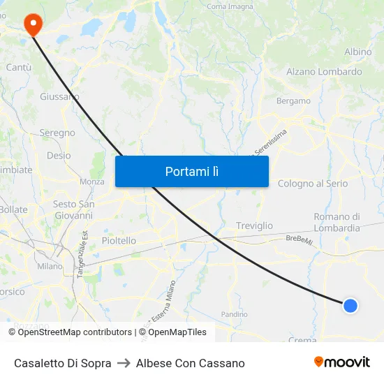 Casaletto Di Sopra to Albese Con Cassano map