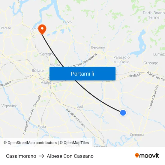 Casalmorano to Albese Con Cassano map