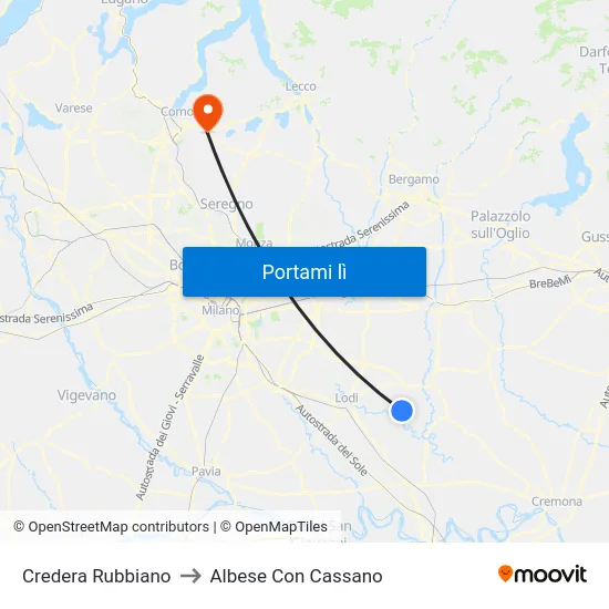 Credera Rubbiano to Albese Con Cassano map