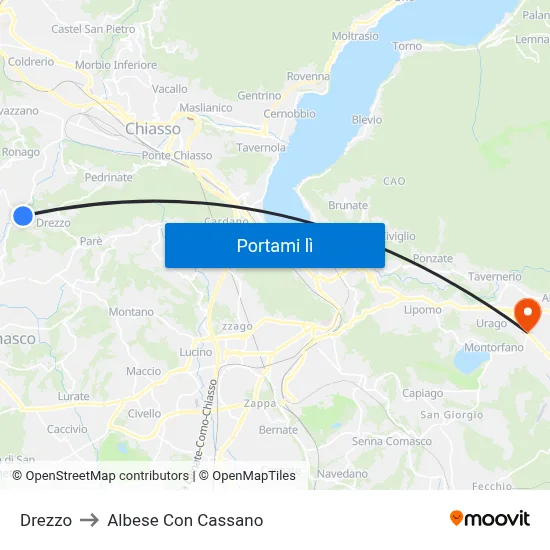 Drezzo to Albese Con Cassano map