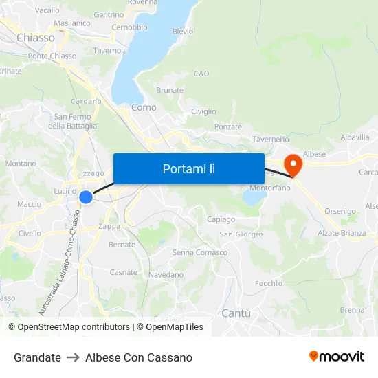 Grandate to Albese Con Cassano map