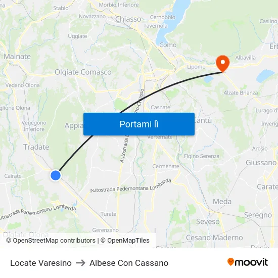 Locate Varesino to Albese Con Cassano map