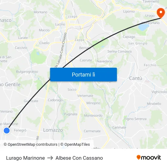 Lurago Marinone to Albese Con Cassano map