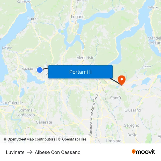 Luvinate to Albese Con Cassano map