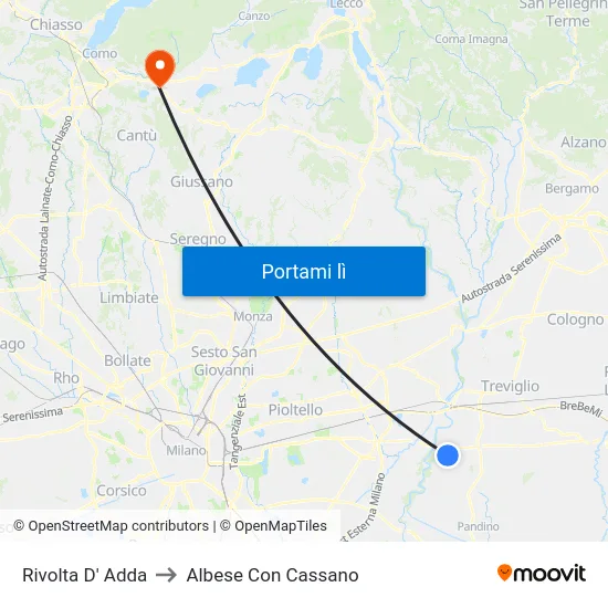 Rivolta D' Adda to Albese Con Cassano map