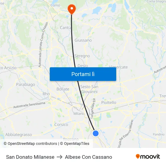 San Donato Milanese to Albese Con Cassano map