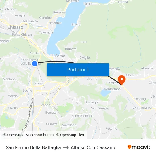San Fermo Della Battaglia to Albese Con Cassano map