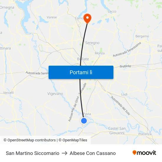 San Martino Siccomario to Albese Con Cassano map