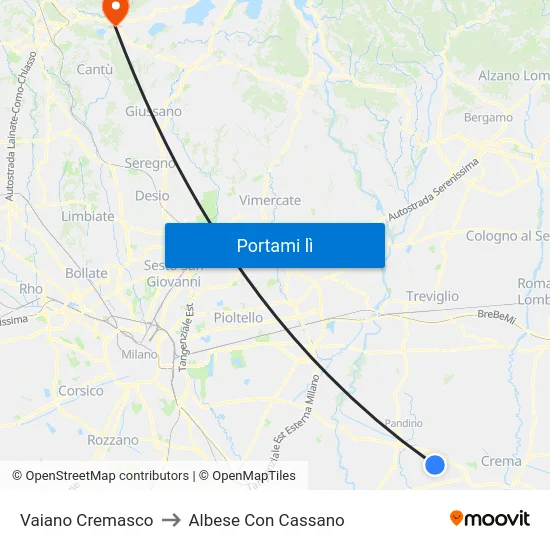Vaiano Cremasco to Albese Con Cassano map
