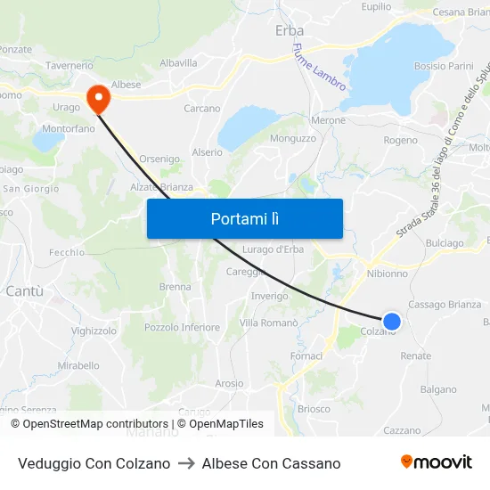 Veduggio Con Colzano to Albese Con Cassano map