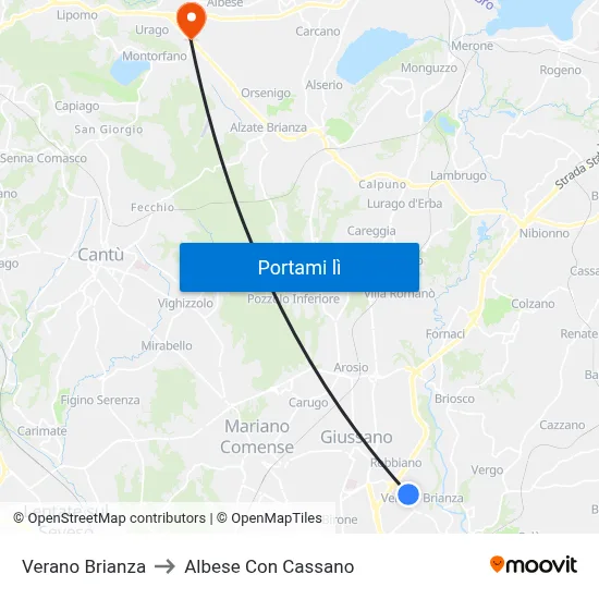 Verano Brianza to Albese Con Cassano map