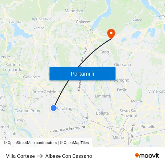 Villa Cortese to Albese Con Cassano map