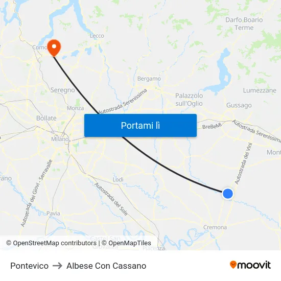 Pontevico to Albese Con Cassano map