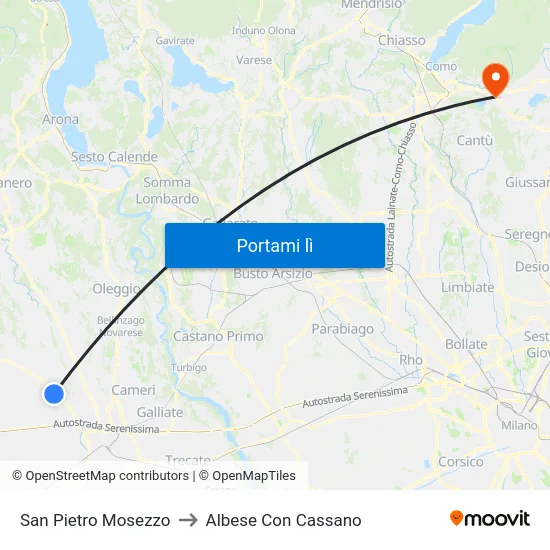 San Pietro Mosezzo to Albese Con Cassano map