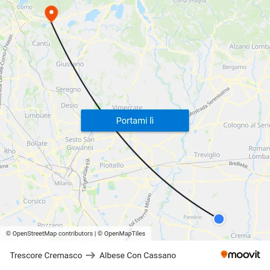 Trescore Cremasco to Albese Con Cassano map