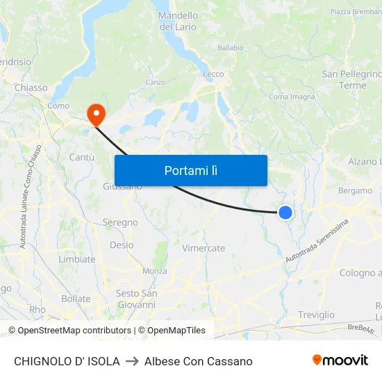 CHIGNOLO D' ISOLA to Albese Con Cassano map