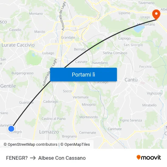 FENEGR? to Albese Con Cassano map