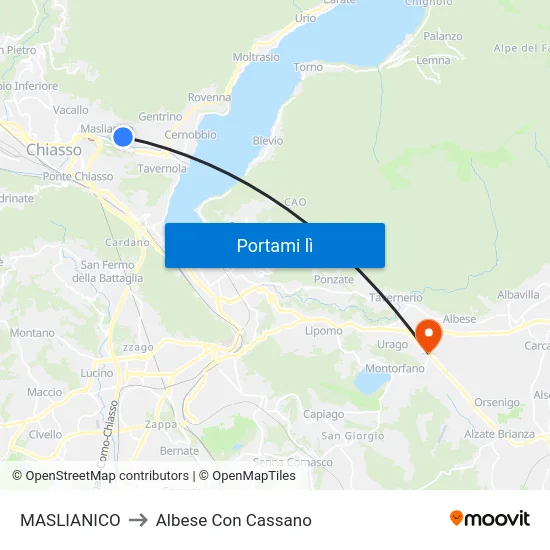 MASLIANICO to Albese Con Cassano map