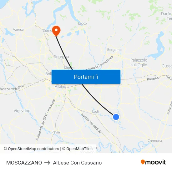 MOSCAZZANO to Albese Con Cassano map