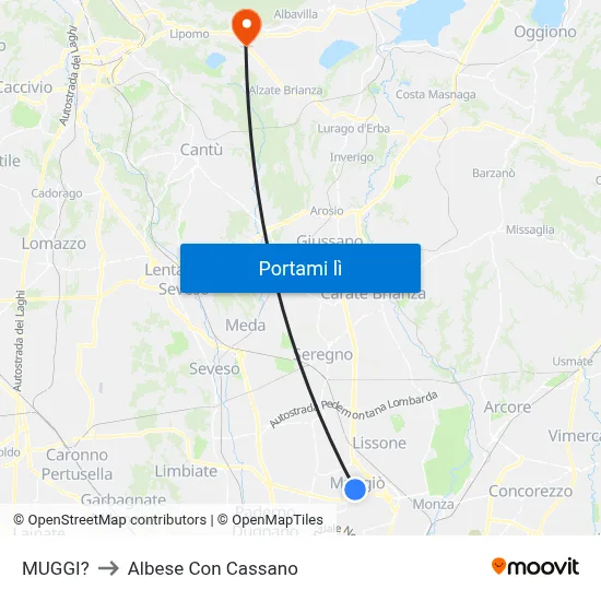 MUGGI? to Albese Con Cassano map