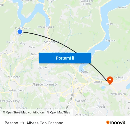 Besano to Albese Con Cassano map