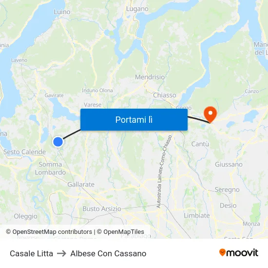 Casale Litta to Albese Con Cassano map
