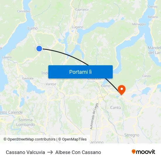 Cassano Valcuvia to Albese Con Cassano map