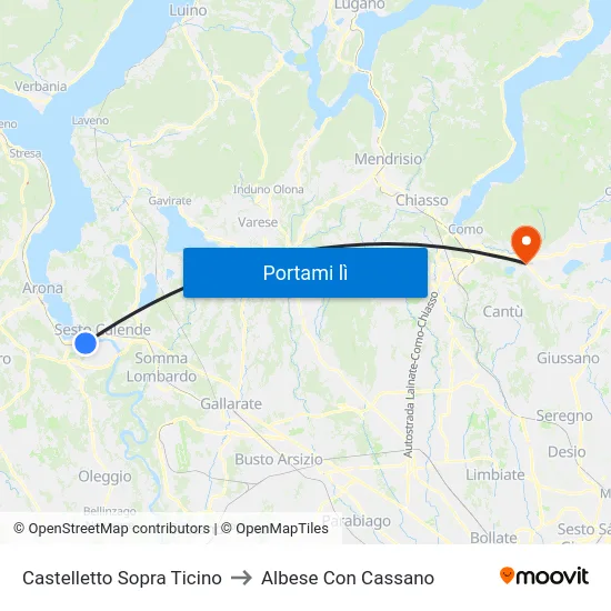 Castelletto Sopra Ticino to Albese Con Cassano map