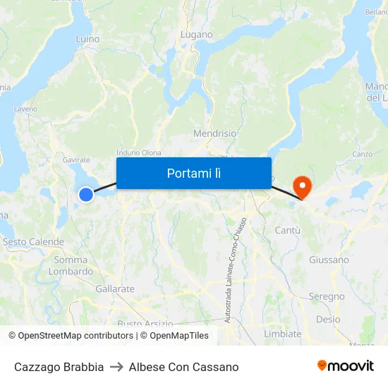 Cazzago Brabbia to Albese Con Cassano map